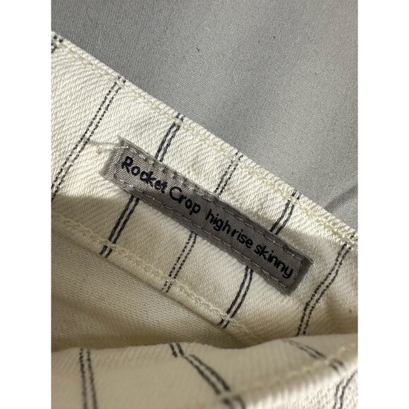 Citizens Of Humanity Jeans Womens 25 Beige Striped Rocket Crop High Rise Skinny - Picture 4 of 11